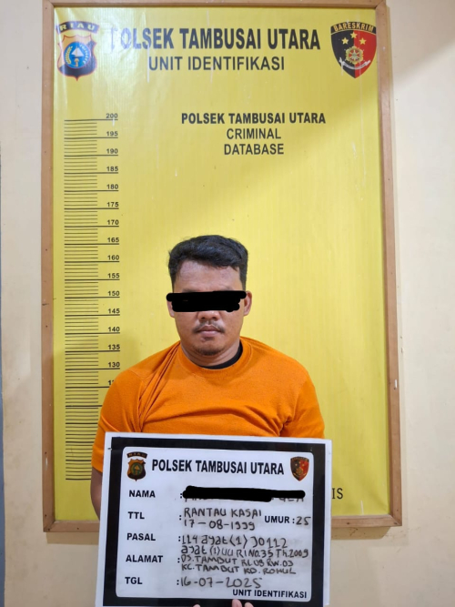 Polsek Tambusai Utara Tangkap Pengedar Sabu di Simpang Torganda