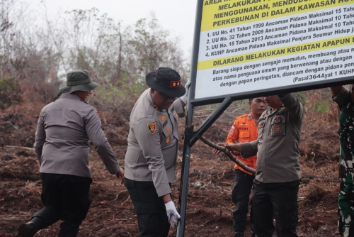 Plang Peringatan Dipasang di Rimbo Panjang, Lahan Bekas Karhutla Kini Jadi Kawasan Penegakan Hukum