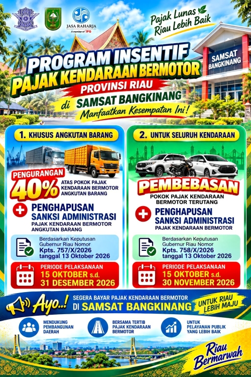 Kabar Baik! Pemprov Riau Hapus Tunggakan Pajak Kendaraan, Angkutan Barang Dapat Diskon 40 Persen