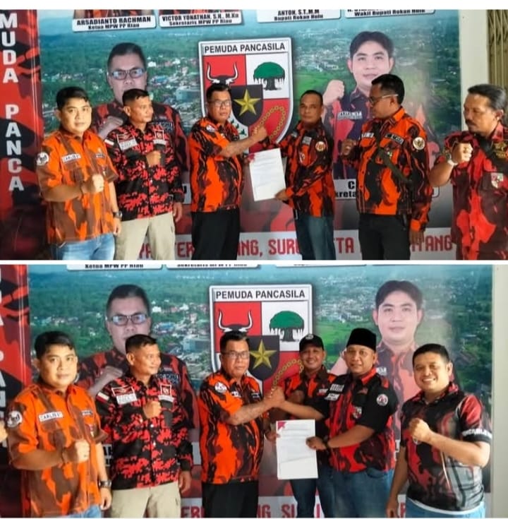 Ketua MPC Pemuda Pancasila Rohul Serahkan SK PAC Kunto Darussalam dan Bangun Purba