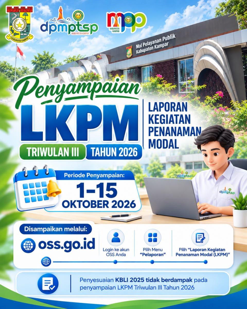 DPMPTSP Kampar Buka Pelaporan LKPM Triwulan III, Pelaku Usaha Diminta Jangan Terlambat