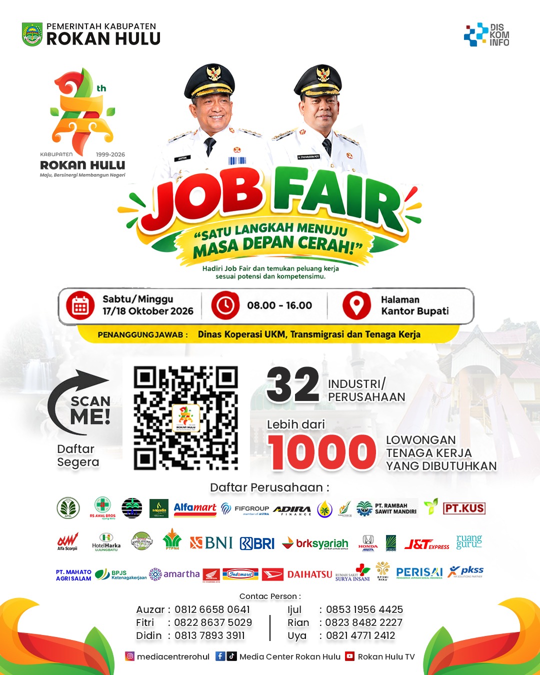 Job Fair Rohul 2026 Dibuka! Pendaftaran Online 14-17 Oktober, Gratis Tanpa Biaya